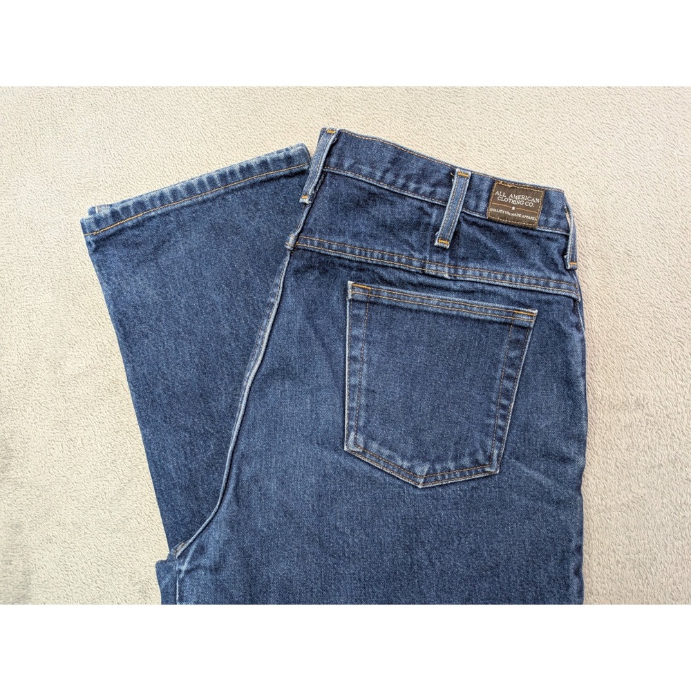 All American Clothing Co Mens Sz 37x32 Dark Wash Straight Leg Jeans Made in USA